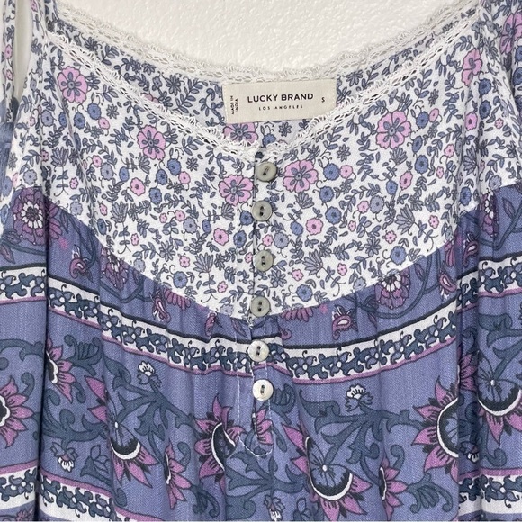 NWT Lucky Brand Tiered Mixed Floral Print Tassel Tie Strap Boho Sundress Small - Picture 10 of 16